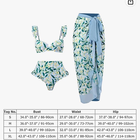 Bikini with Cover up Beach Skirt Sarong- New - Picture 4 of 4